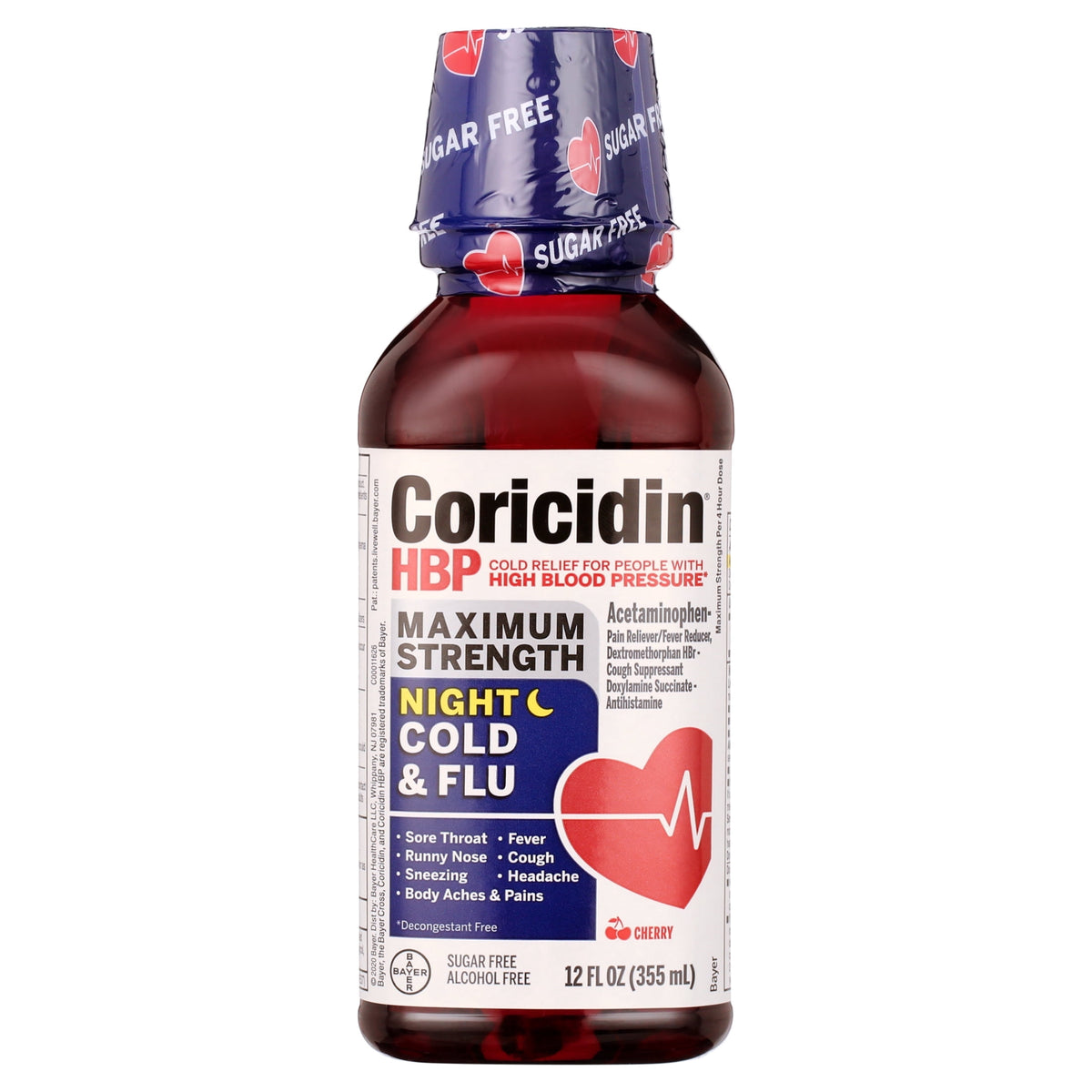 미국직구 Coricidin HBP Cold 355ml / Coricidin HBP Cold & Flu Medicine, Sugar Free Night Liquid, Cherry,  1