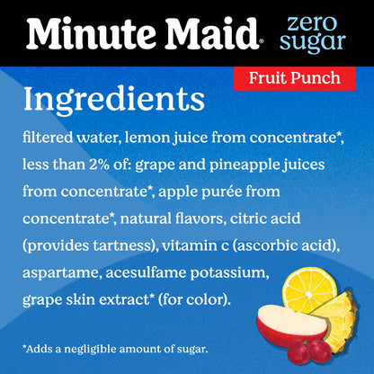 미국직구 미닛메이드 Zero Sugar Fruit Punch Juice Drink Bottle, 52 fl oz