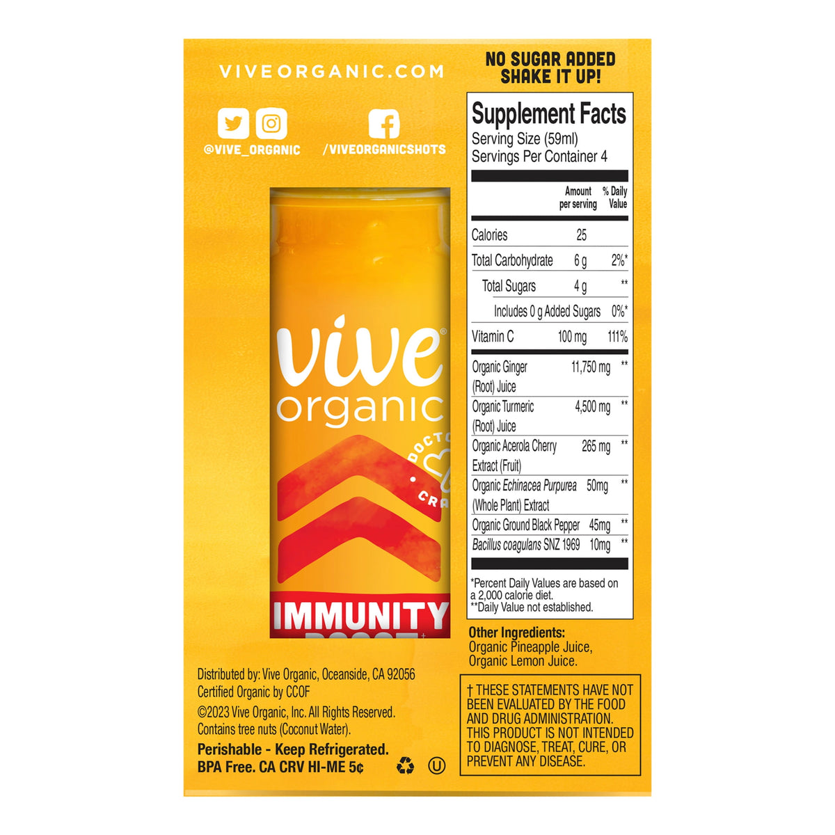 미국직구 Vive 59ml 4팩 / Vive Organic Immunity Boost Shot, Original Ginger and Turmeric Wellnes 3