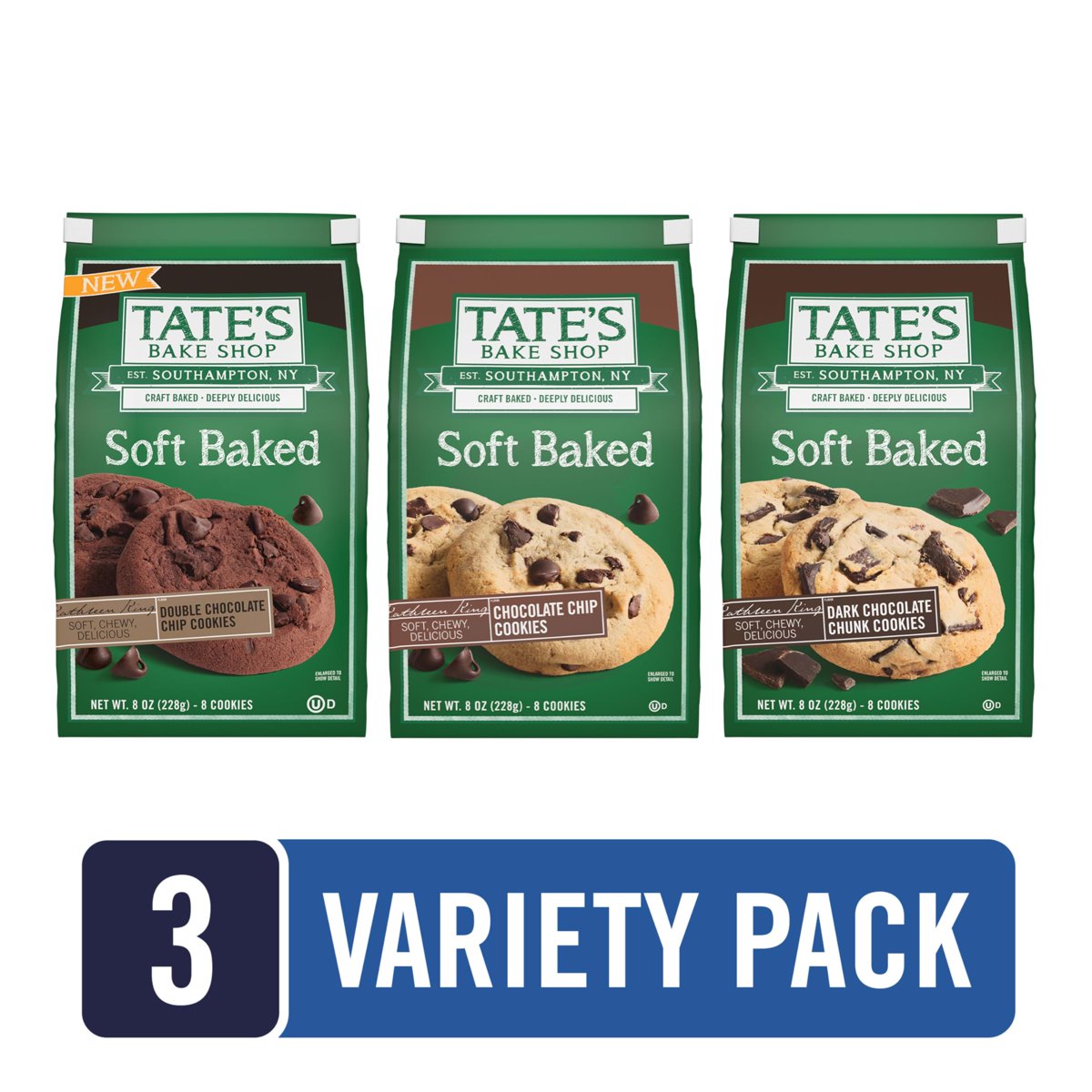 미국직구 3x Tates Bake 초콜릿 227g / 3x | Tates Bake Shop Soft Baked Cookies Variety Pack, Dark C 3