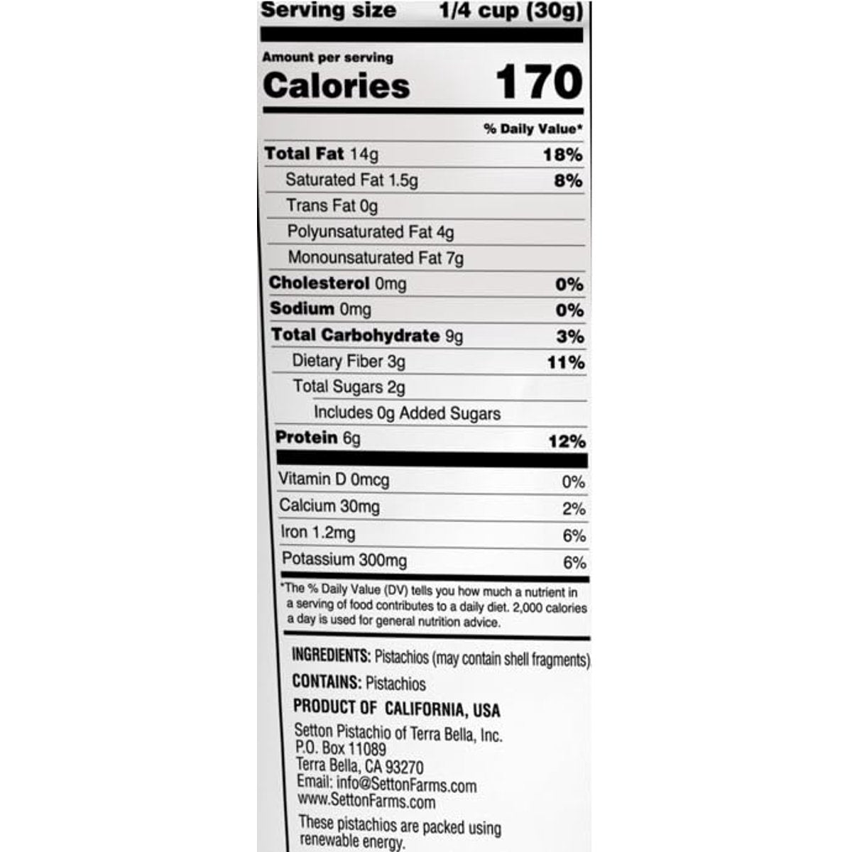 미국직구 Setton Farms Shelled 227g / Setton Farms Shelled Pistachio Kernels, Whole Raw, 1 Bag, 2