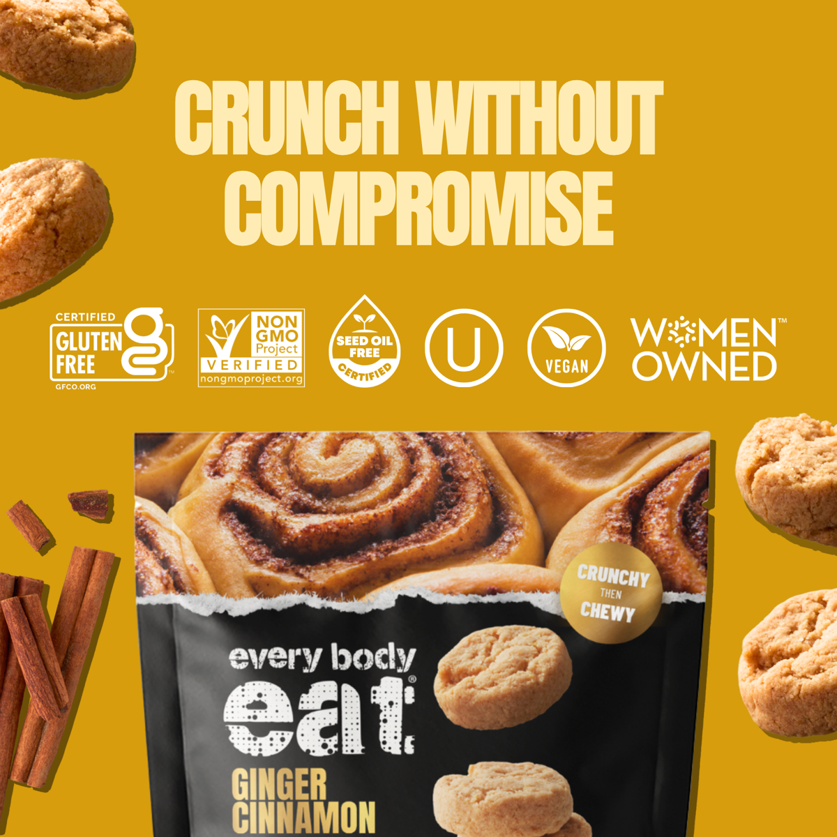 미국직구 Every Body Eat 과자 142g 2팩 / Every Body Eat Ginger Cinnamon Crunchy Cookie Bites - Glu 3