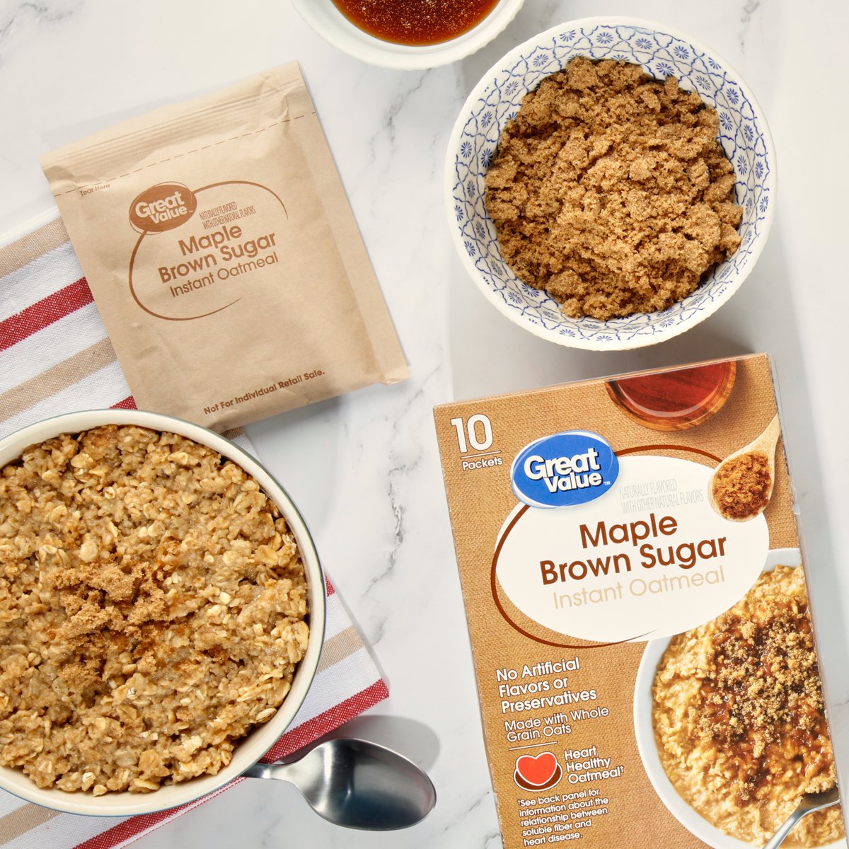 미국직구 Great Value Maple 43g / Great Value Maple & Brown Sugar Instant Oatmeal, 43g, 10 Coun 2