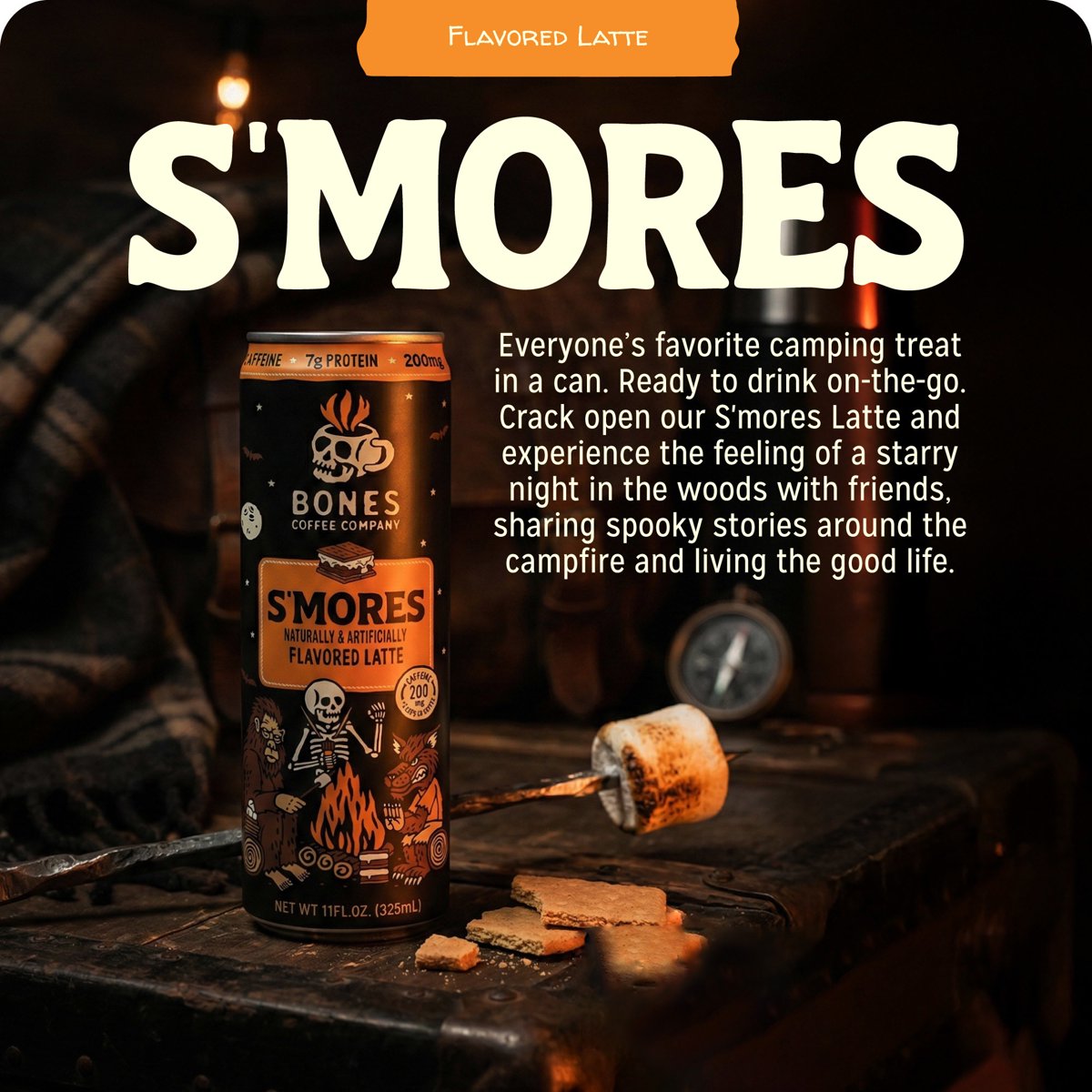 미국직구 Bones 커피 325ml 2팩 / Bones Coffee Company S'mores Flavored Iced Coffee Latte, Ready To 4
