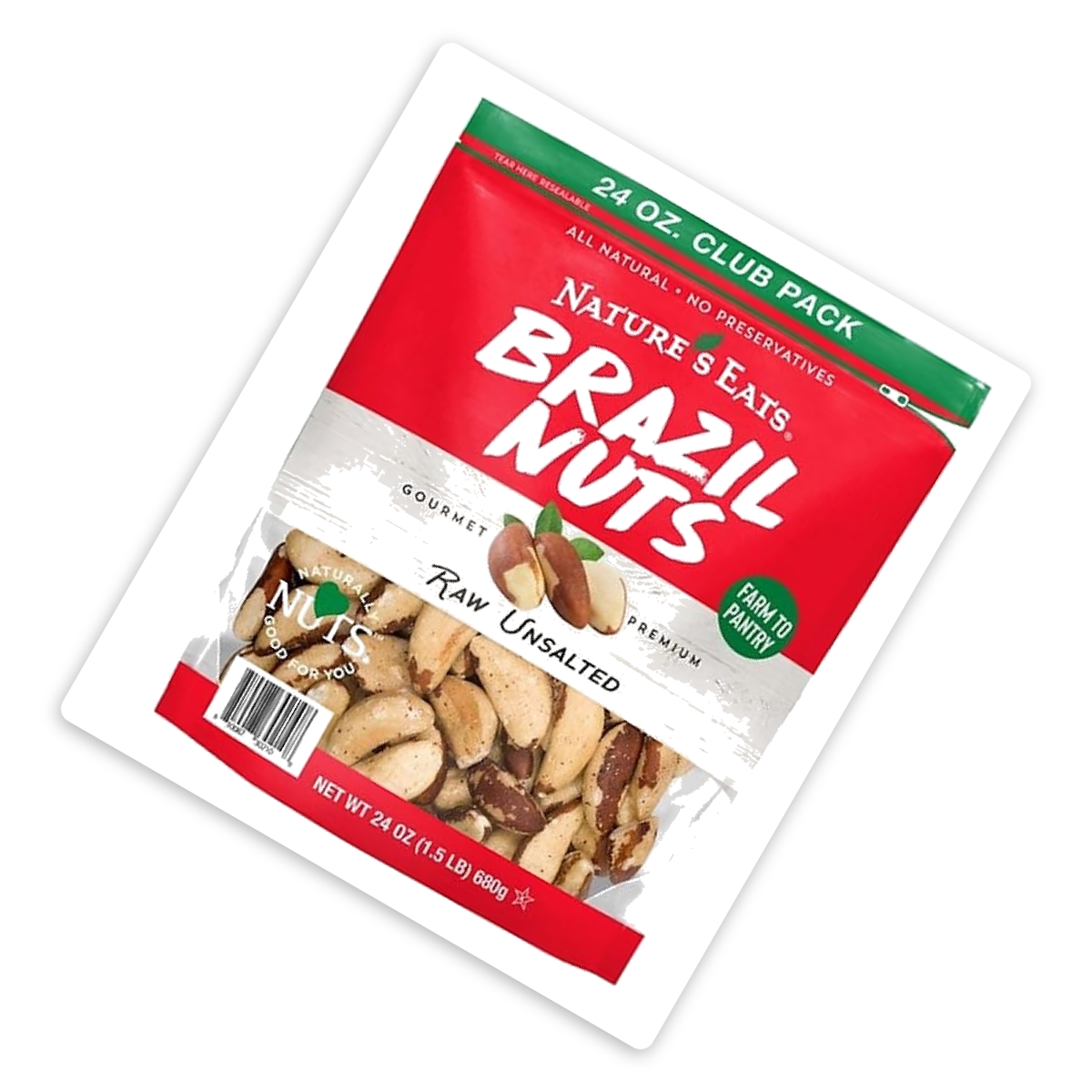 미국직구 2 Pack Nature's 견과 680g 2팩 / 2 Pack | Nature's Eats Brazil Nuts, 1 Bag, 680g, with By 3