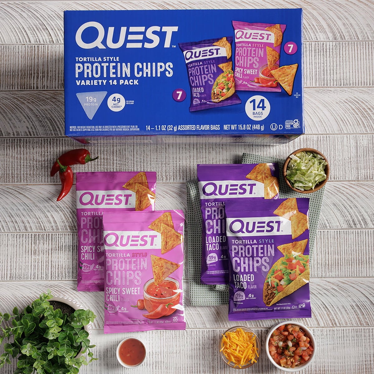 미국직구 Quest Tortilla-Style 19g 14팩 / Quest Tortilla-Style 19g Protein Chips, Variety Pack,  6