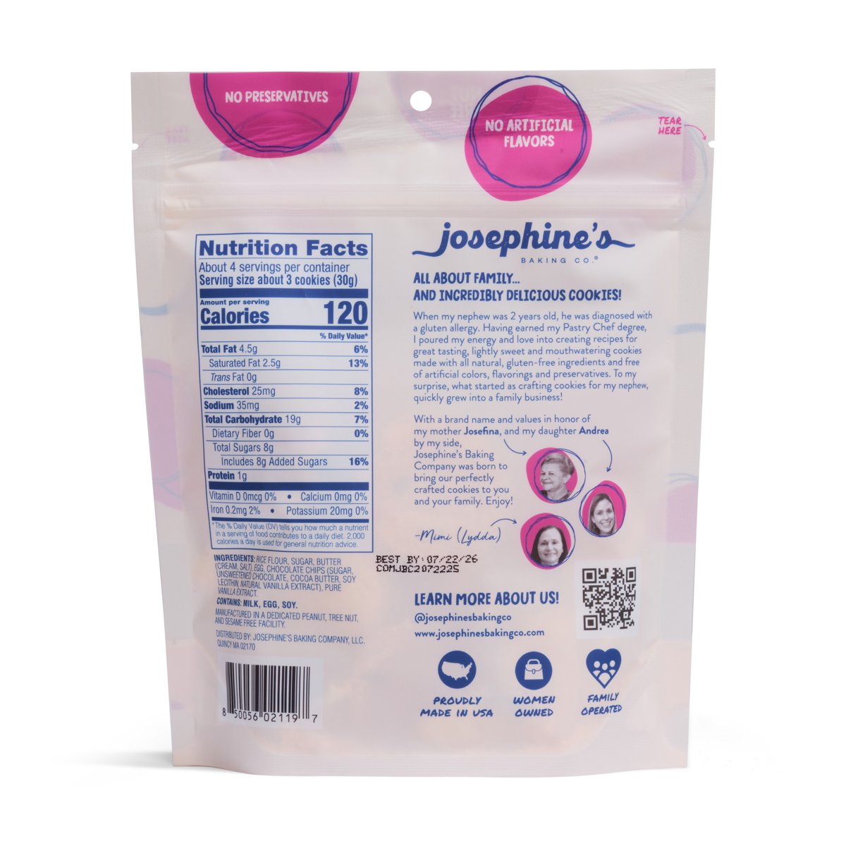 미국직구 Josephines 초콜릿 128g / Josephines Premium Chocolate Chip Crispy Cookies, Gluten-Free,  3