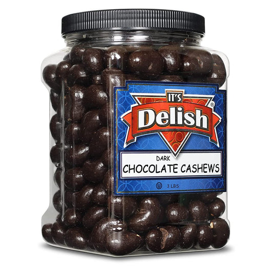 미국직구 Dark 초콜릿 / Dark Chocolate Covered Cashews by Its Delish, 3 LBS Jumbo Reusable Con 1