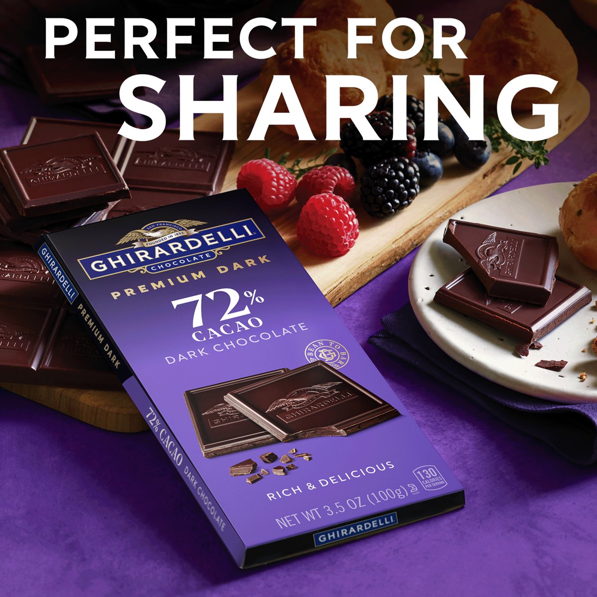 미국직구 GHIRARDELLI 초콜릿 99g / GHIRARDELLI Premium Dark 72% Cacao Dark Chocolate Bar, 99g Bar 4