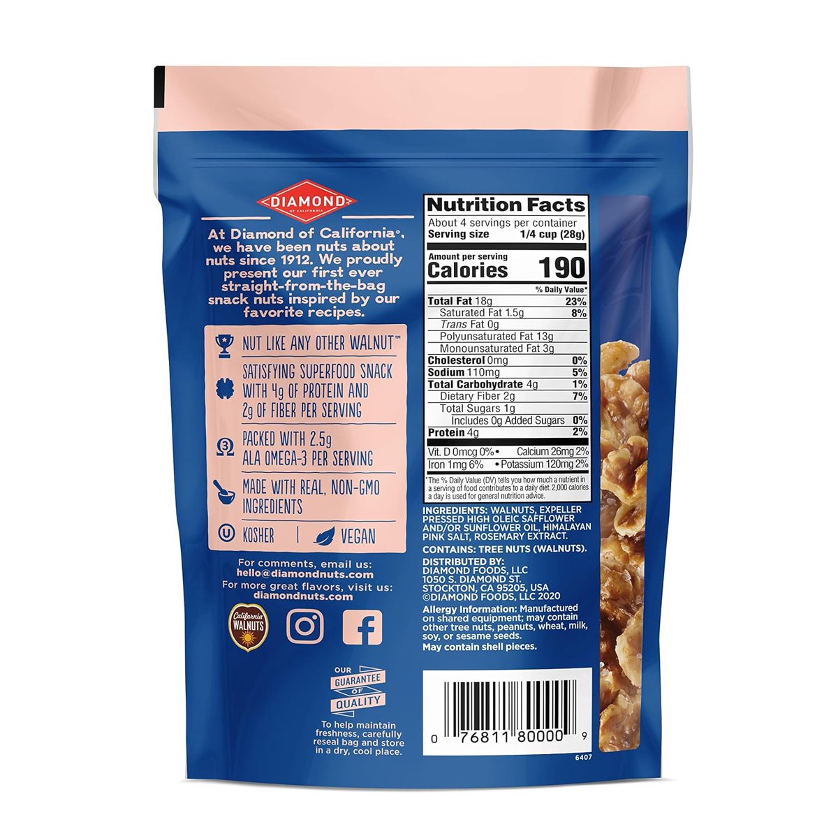 미국직구 Diamond of California 견과 113g / Diamond of California Himalayan Pink Salt Walnut, 4 B 5
