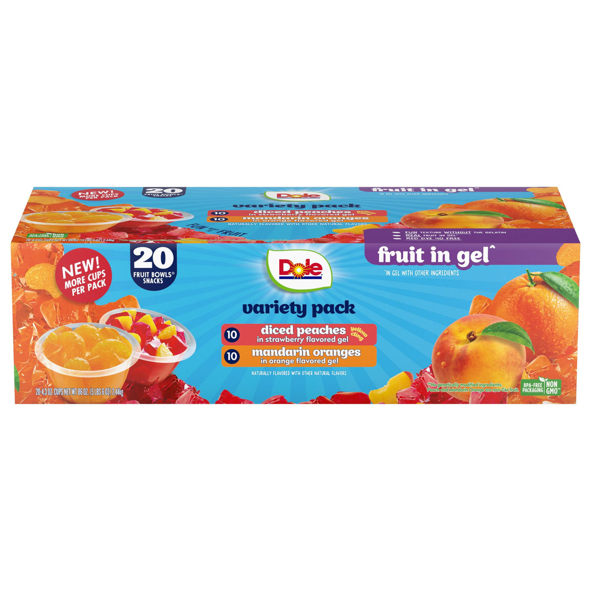 미국직구 Dole Fruit Bowls 127ml / Dole Fruit Bowls in Gel, Variety Pack, 127ml, 20 pk. 1