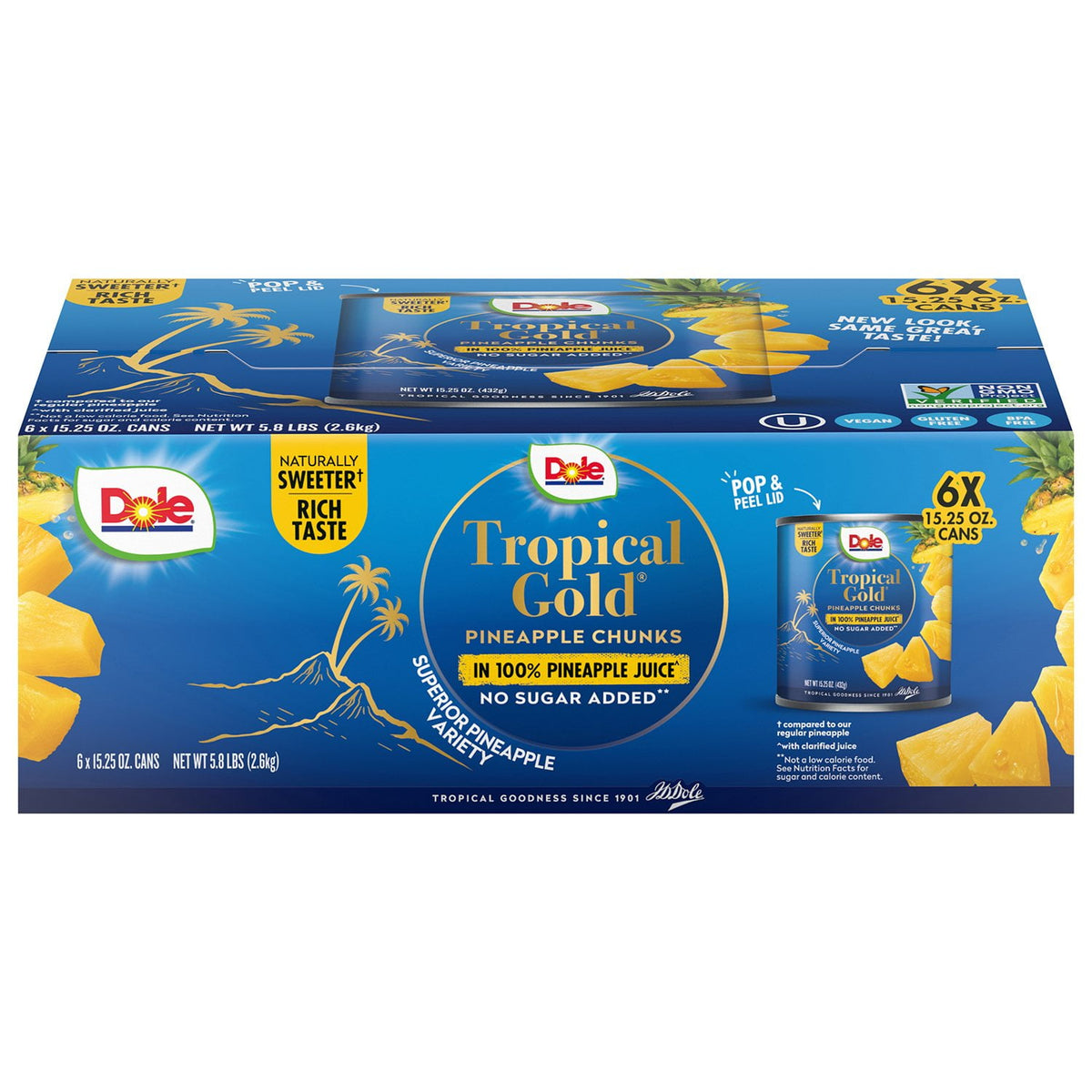 미국직구 Dole Tropical Gold 432g / Dole Tropical Gold Pineapple Chunks, 432g, 6 pk. 1