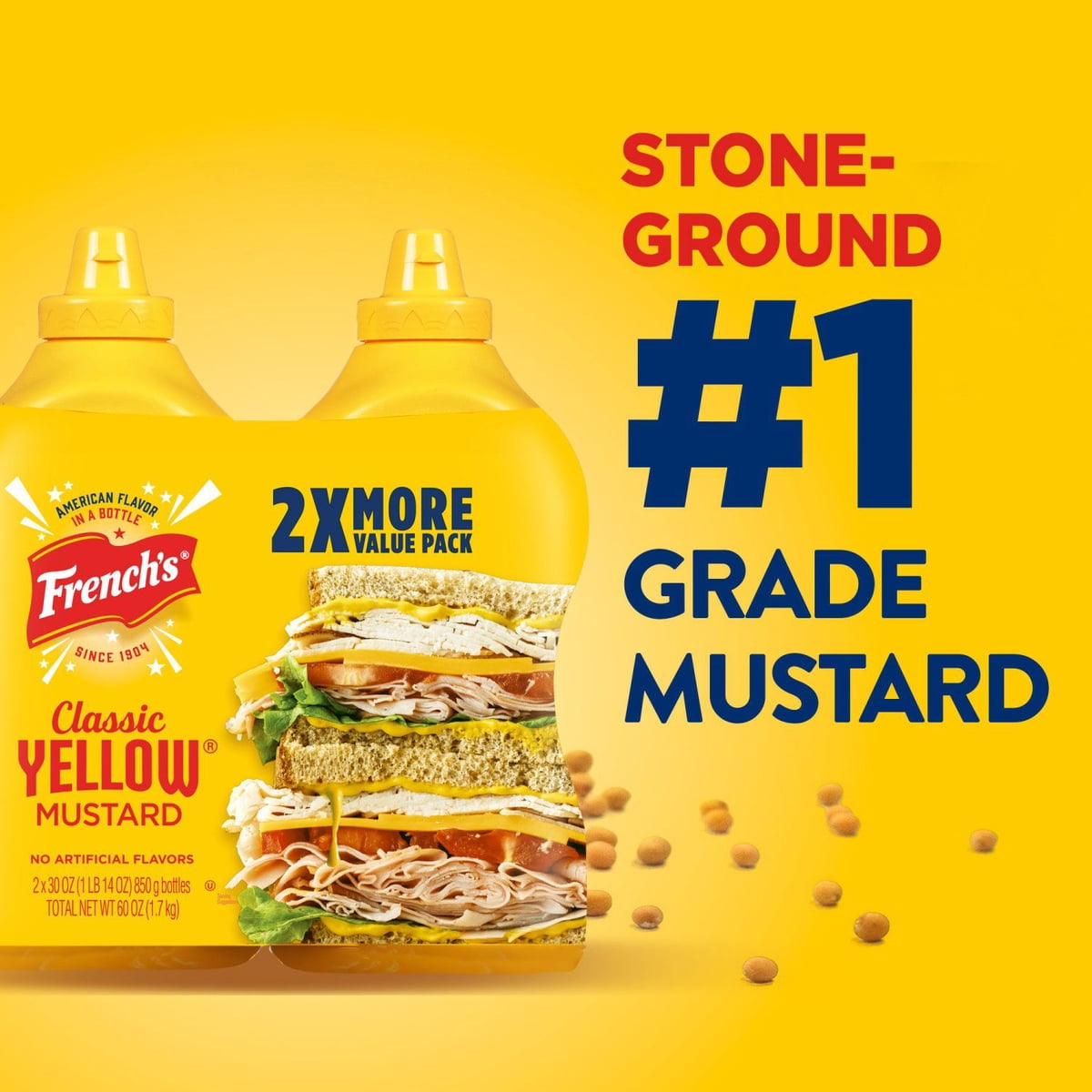 미국직구 French s 100 850g / French s 100 Natural Classic Yellow Mustard 850g 2 pk 7