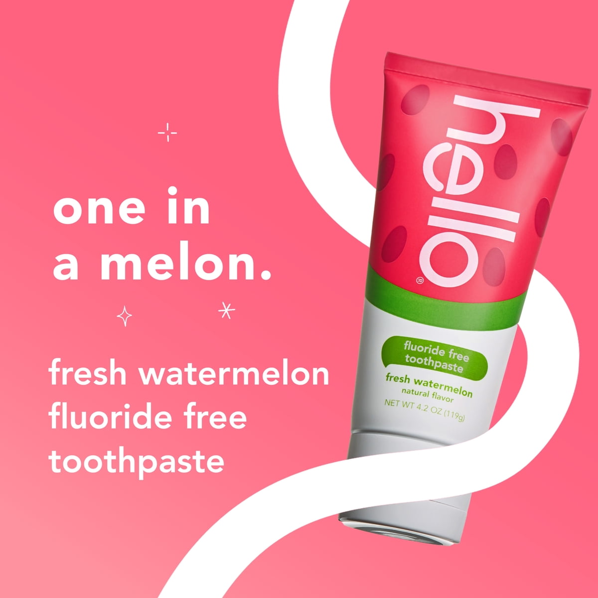 미국직구 hello Fresh Watermelon 119g / hello Fresh Watermelon Fluoride Free Kids Toothpaste, 1 3