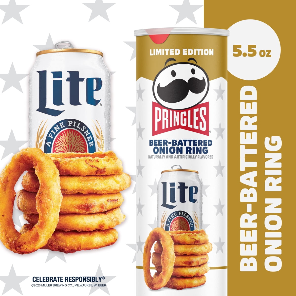 미국직구 Pringles Beer-Battered Onion 156g 2팩 / Pringles Beer-Battered Onion Ring Potato Crisp 4