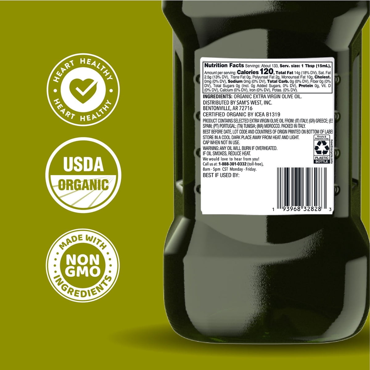 미국직구 멤버스마크 2.0L / Member's Mark Organic Extra Virgin Olive Oil, 2.0L 6