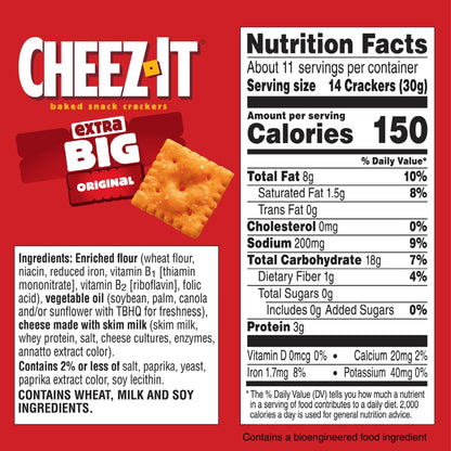 미국직구 치즈잇 Extra Big Cheese Crackers, Baked Snack Crackers, 11.7 oz