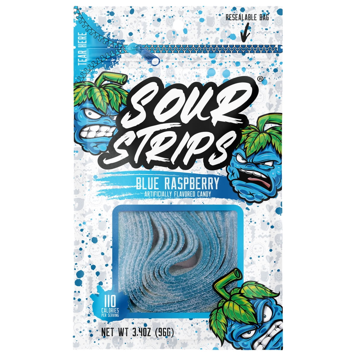미국직구 Sour Strips Blue 캔디 96g 2팩 / Sour Strips Blue Raspberry Flavored Chewy, Candy Bag, 96 2