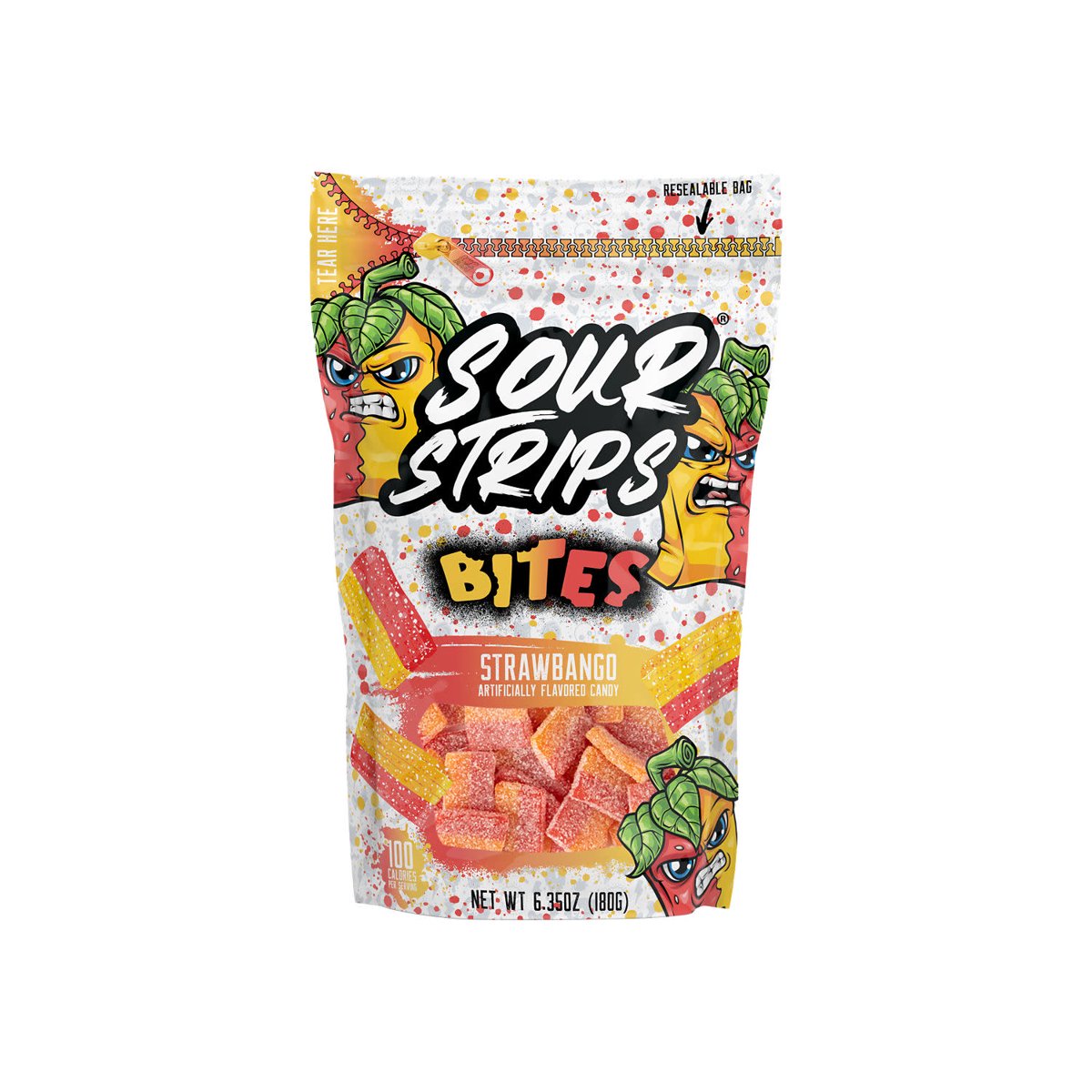 미국직구 SOUR STRIPS Bites 캔디 180g 2팩 / SOUR STRIPS Bites Strawbango Flavored Chewy, Candy Bag 2
