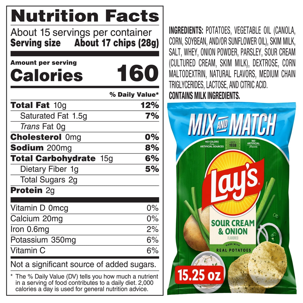 미국직구 Lay's Sour Cream 451ml / Lay's Sour Cream & Onion Potato Chips, 451ml 2