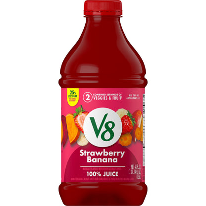 미국직구 V8 Strawberry Banana 100% Fruit and Vegetable Juice, 46 fl oz Bottle