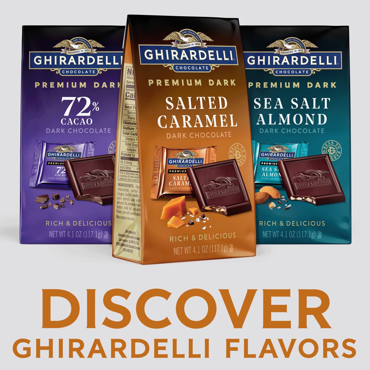 미국직구 GHIRARDELLI 초콜릿 116g / GHIRARDELLI PREMIUM DARK Salted Caramel Dark Chocolate SQUARES 2