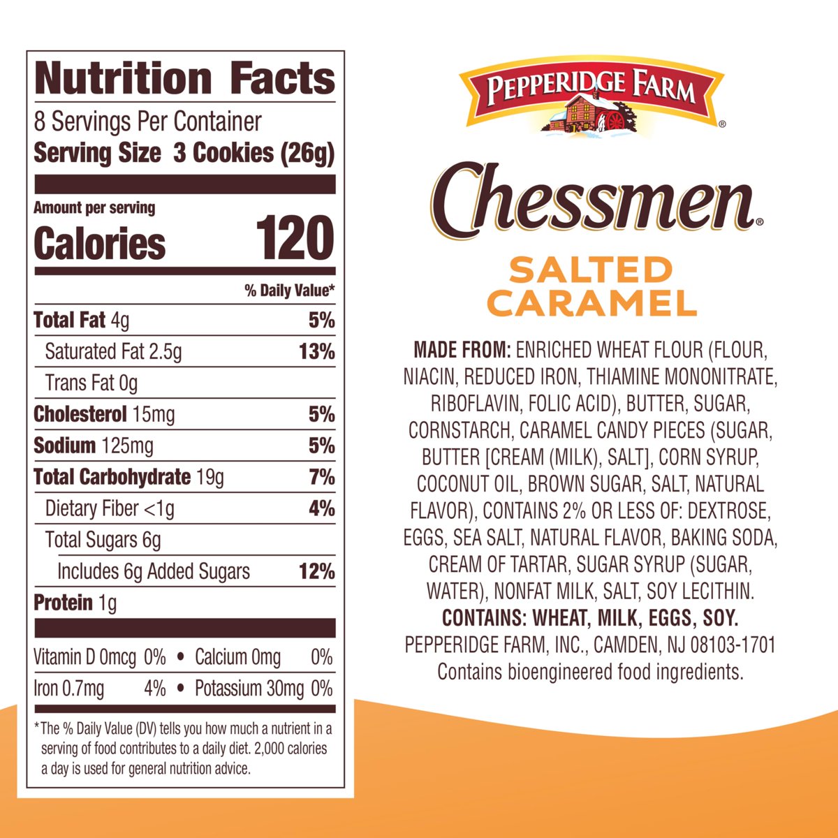 미국직구 3x Pepperidge Farm 과자 206g 2팩 / 3x | Pepperidge Farm Chessmen Salted Caramel Cookies, 3