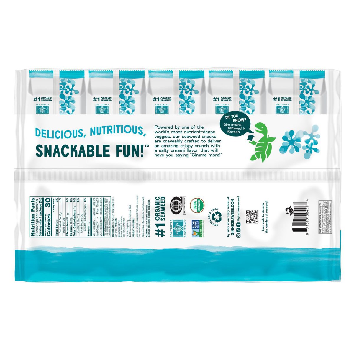 미국직구 Gimme Seaweed Snacks 5g / Gimme Seaweed Snacks, Sea Salt Roasted, 5g, 20 pk. 2