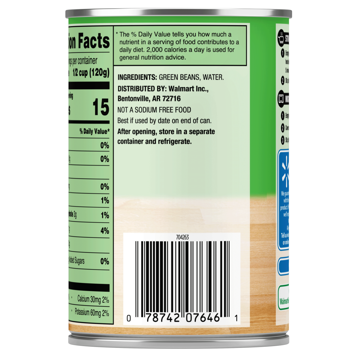 미국직구 Great Value French 404g 2팩 / Great Value French Style Green Beans, No Salt Added, Glu 4