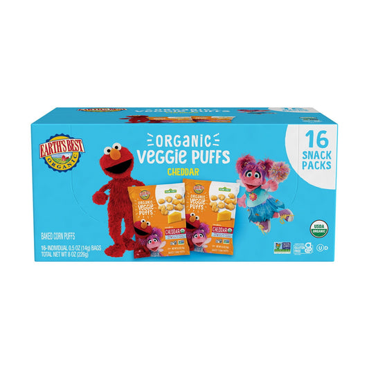 미국직구 Earths Best 1.4kg 16팩 / Earths Best Organic Cheddar Veggie Puffs, .1.4kg, 16 ct. 1