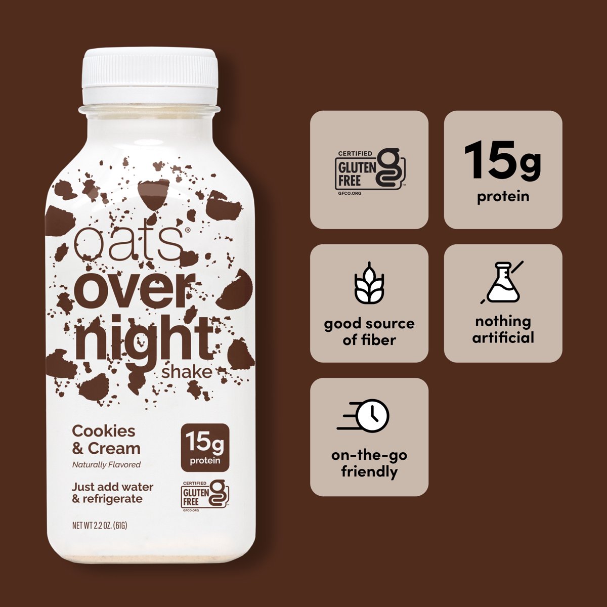 미국직구 Oats Overnight 과자 62g / Oats Overnight Cookies & Cream Protein Overnight Oatmeal Shak 3