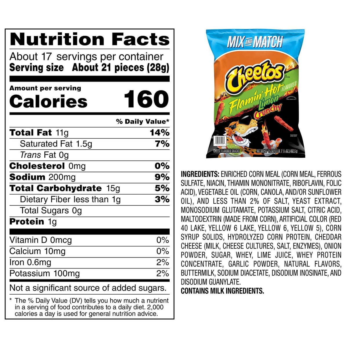 미국직구 Cheetos Flamin' Hot 493g / Cheetos Flamin' Hot Limon Crunchy Cheese Flavored Snacks,  2
