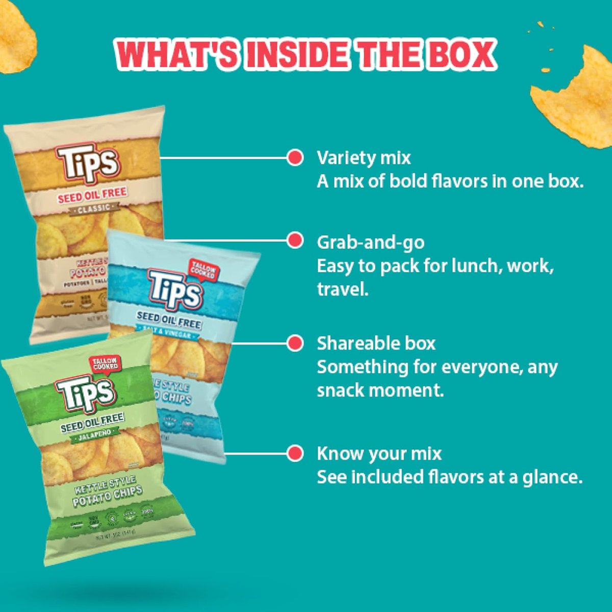 미국직구 TIPS Potato Chips 50g 10팩 / TIPS Potato Chips Variety Pack | 50g Snack Size (10 Pack) 3