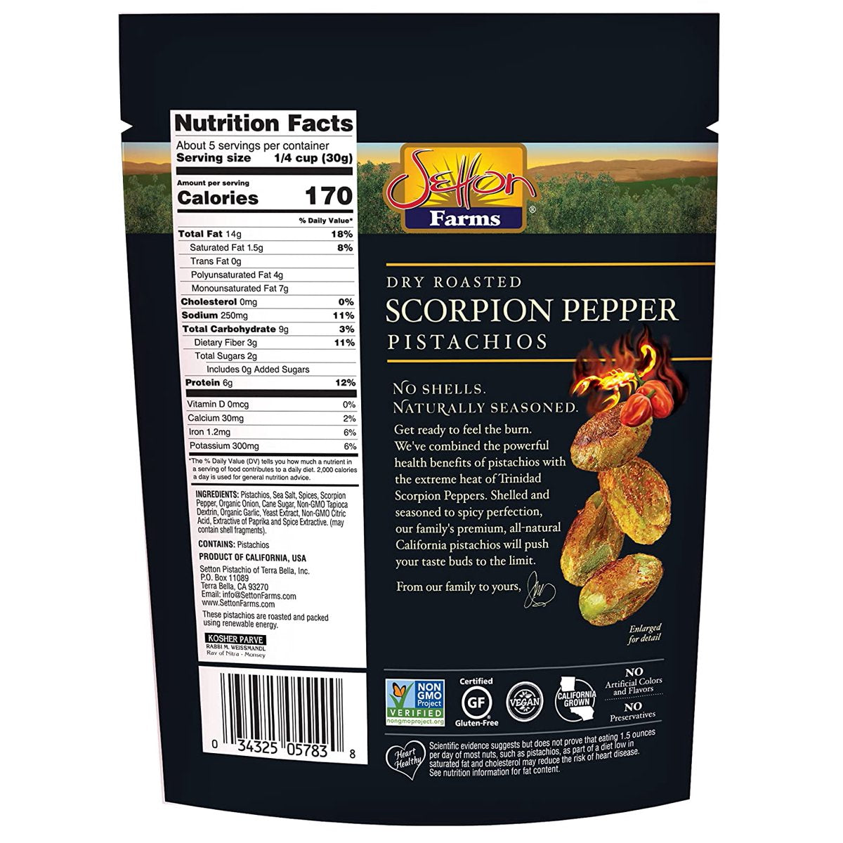 미국직구 Setton Farms Scorpion 142g / Setton Farms Scorpion Pepper Dry Roasted Shelled Pistach 2