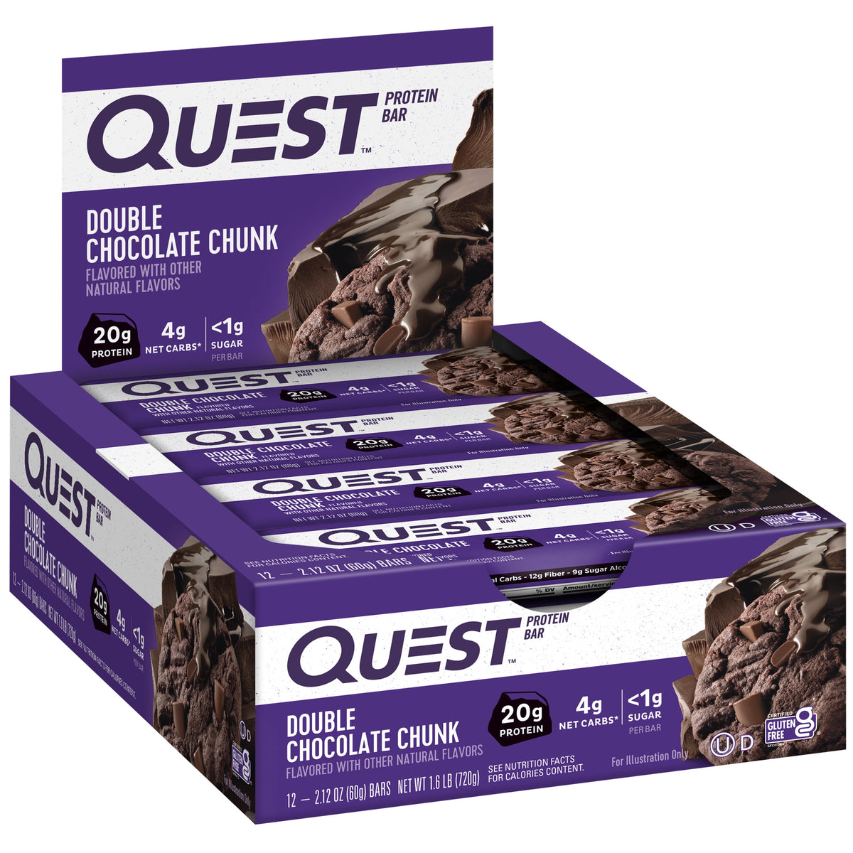 미국직구 퀘스트 Protein Bar, Double Chocolate Chunk, High Protein, Gluten-Free, 12 Count