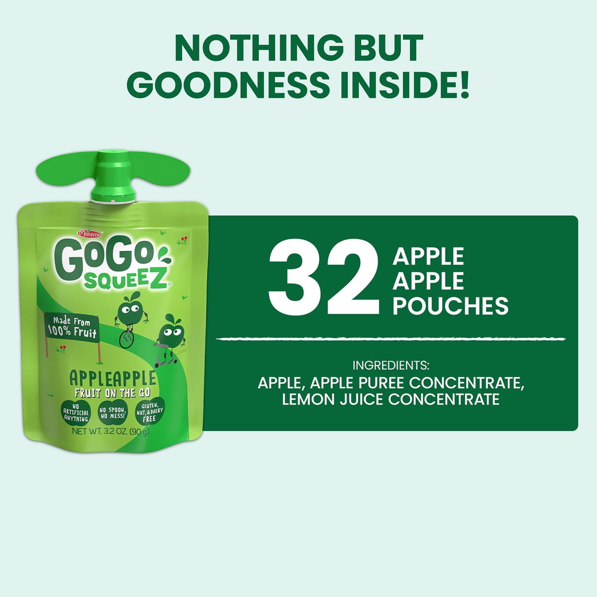 미국직구 GoGo SqueeZ Applesauce 91g 32팩 / GoGo SqueeZ Applesauce Pouches, Apple Apple, 91g, 32 3