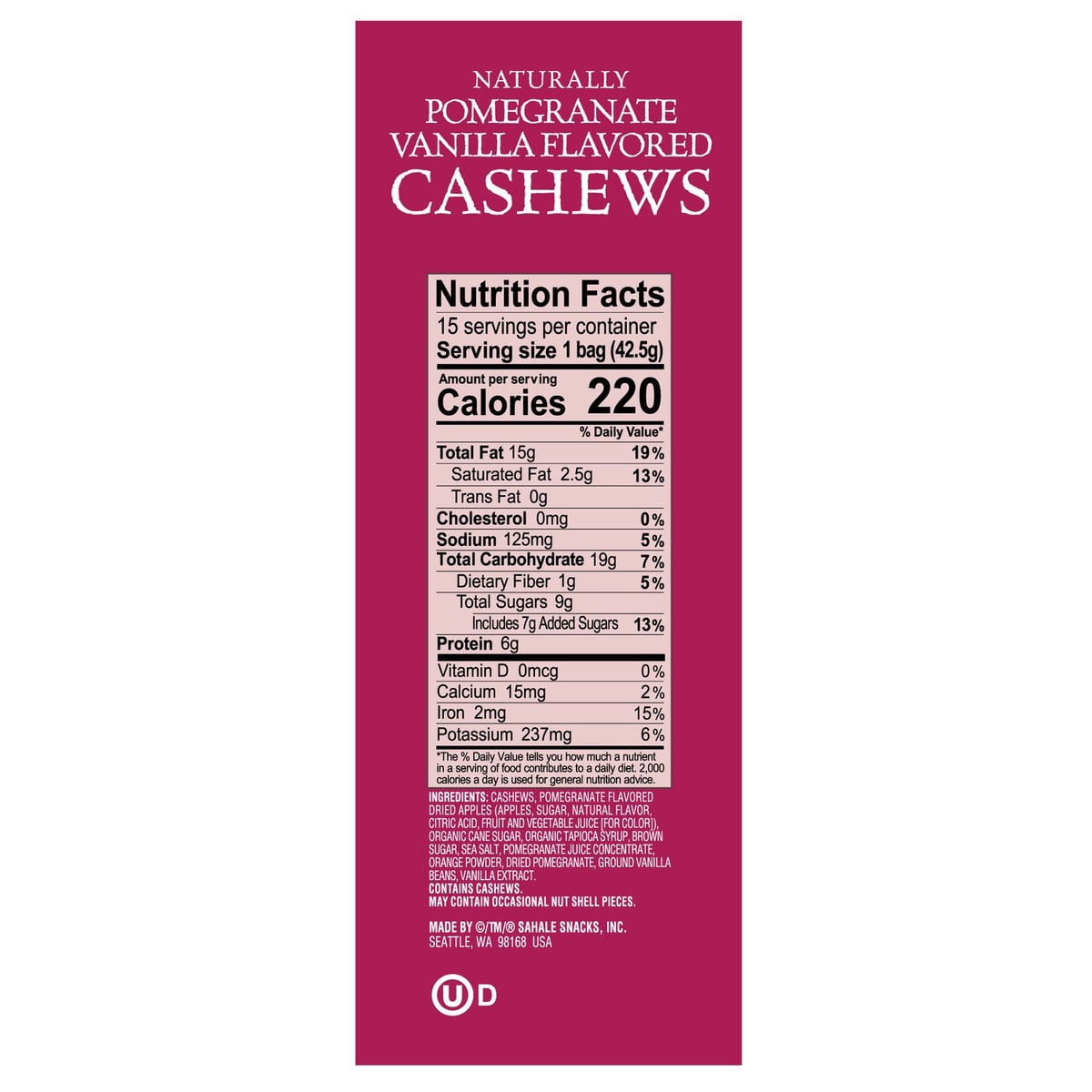 미국직구 Sahale Snacks Naturally 견과 43g / Sahale Snacks Naturally Pomegranate Vanilla Cashews, 2