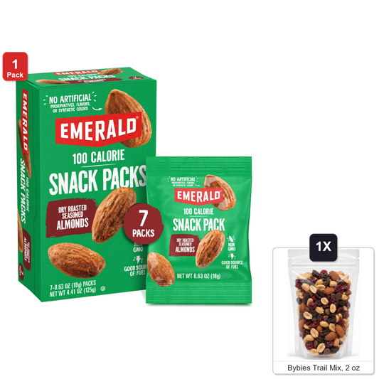 미국직구 Emerald Dry Roasted 견과 57g / Emerald Dry Roasted Almonds, 1 Box with 7 Counts, with Bybies Trai 1