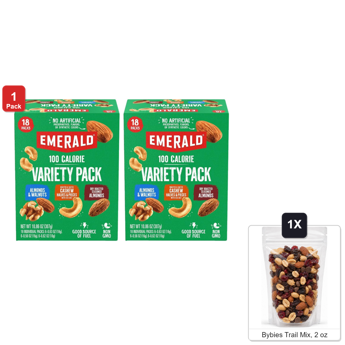 미국직구 Emerald Mixed 견과 57g 18팩 / Emerald Mixed Nut Variety: Dry Roasted Almonds, Almond-Walnut Blend  1