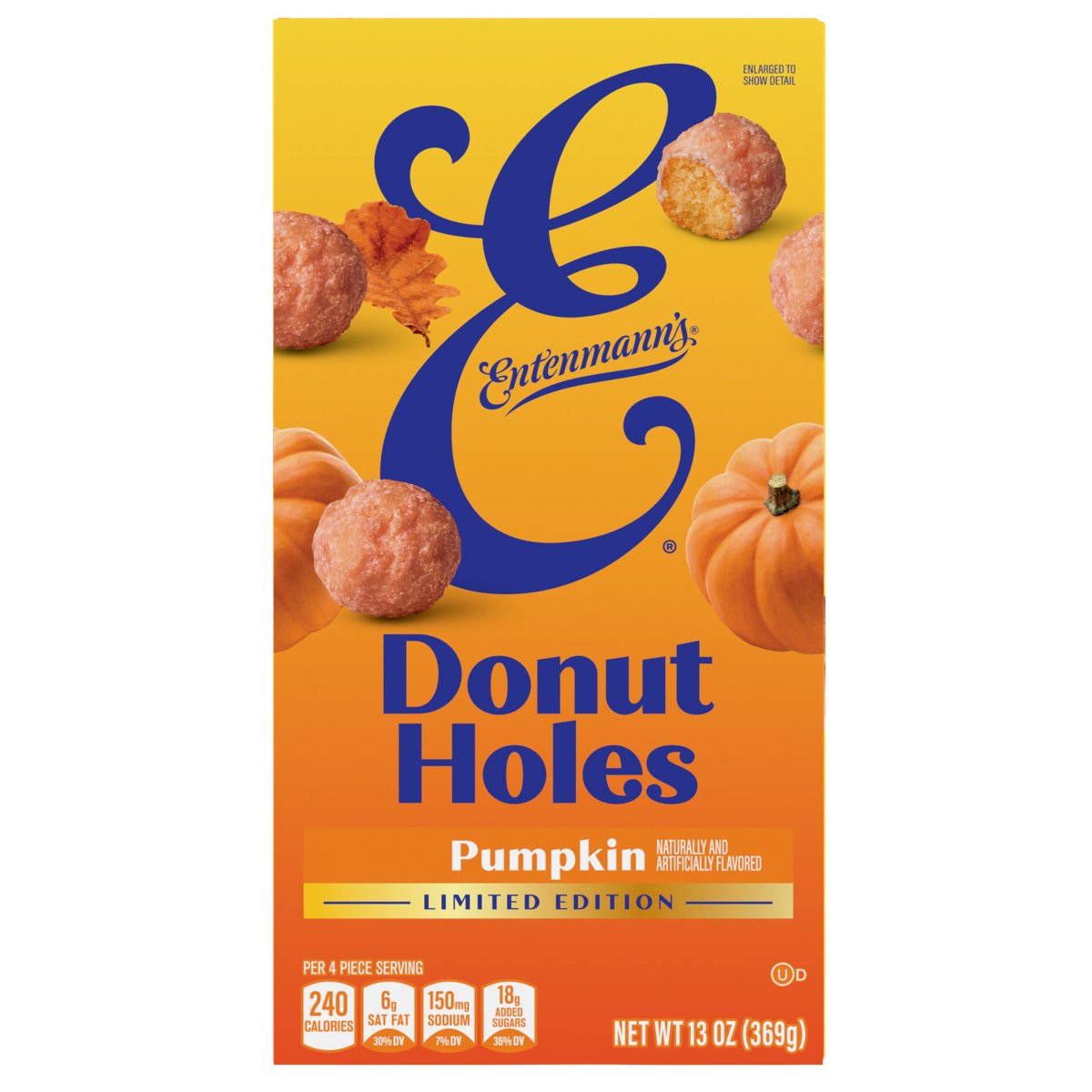 미국직구 Entenmann's Pumpkin Donut 견과 369g 2팩 / Entenmann's Pumpkin Donut Holes, 369g, Donut Bites, Box, 1