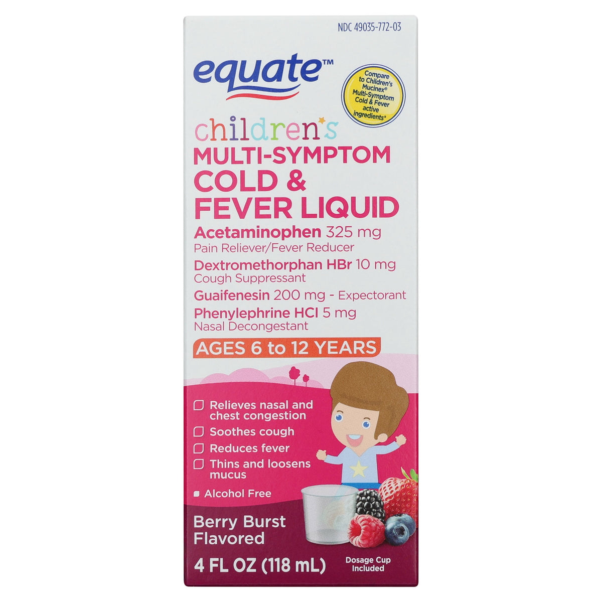 미국직구 Equate Children's Multi-Symptom 118ml / Equate Children's Multi-Symptom Cold & Fever Liquid, Be 1