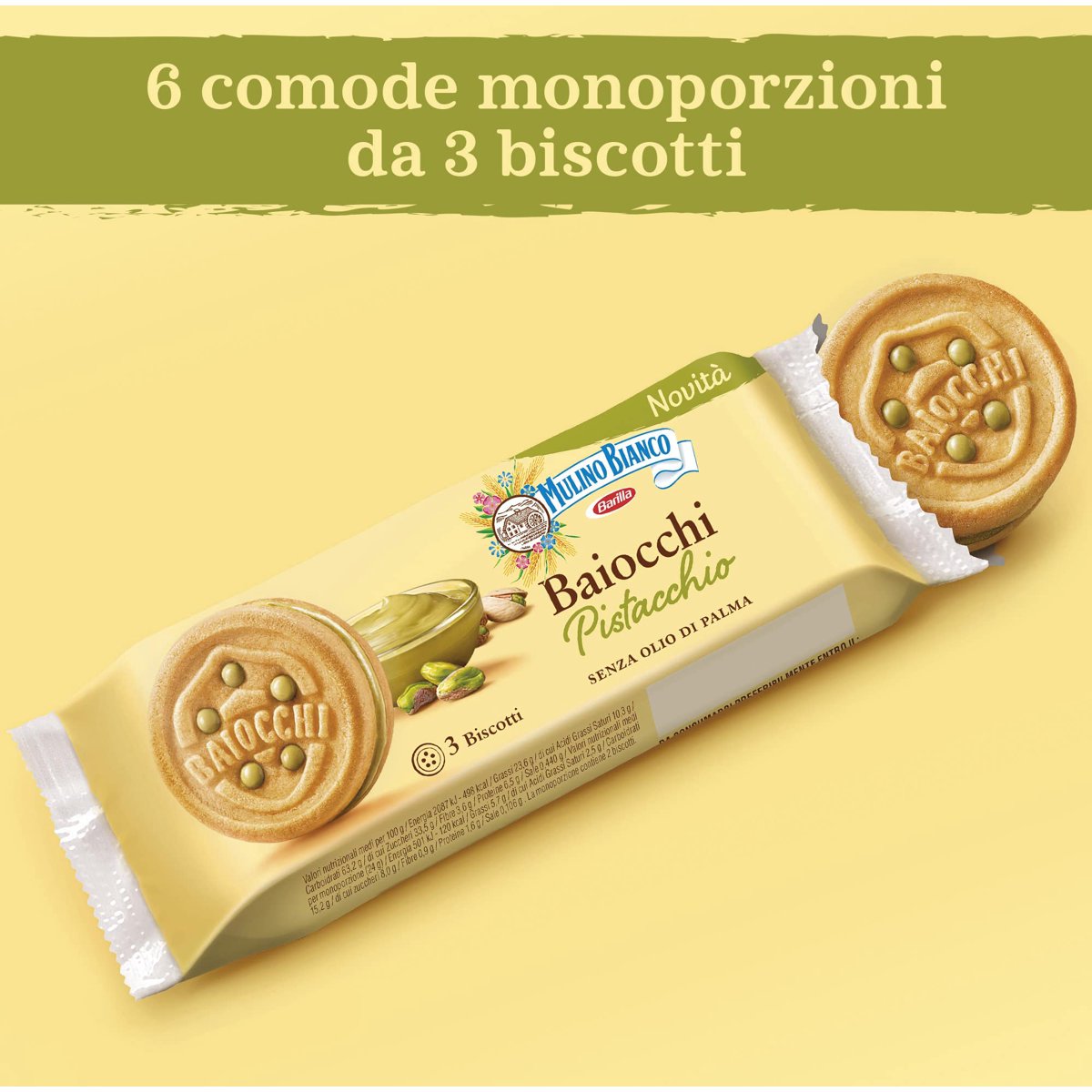 미국직구 3 Pack Mulino 과자 6g 3팩 / 3 Pack | Mulino Bianco Biscuits, Pistachio Cream Filled, 168 4