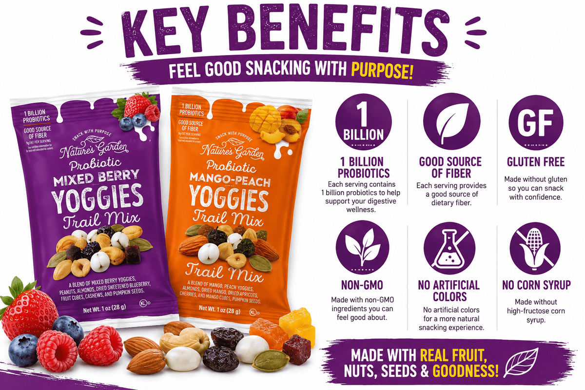 미국직구 Nature's Garden 유산균 28g / Nature's Garden Probiotic Yoggies Trail Mix, Mango & Berry  2
