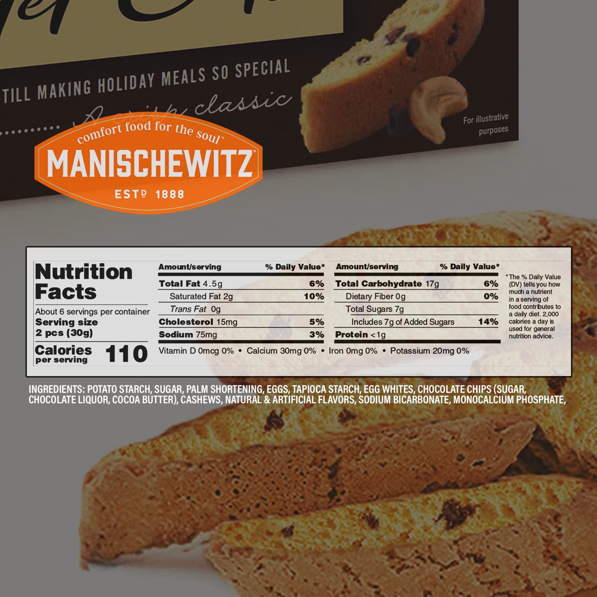 미국직구 3x Manischewitz 초콜릿 170g 2팩 / 3x | Manischewitz Chocolate Chip Nut Mandel Cuts 170g ( 4
