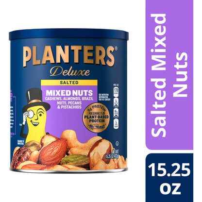 미국직구 플랜터스 Deluxe Mixed Nuts, Plant Based Protein, 15.25 oz Canister