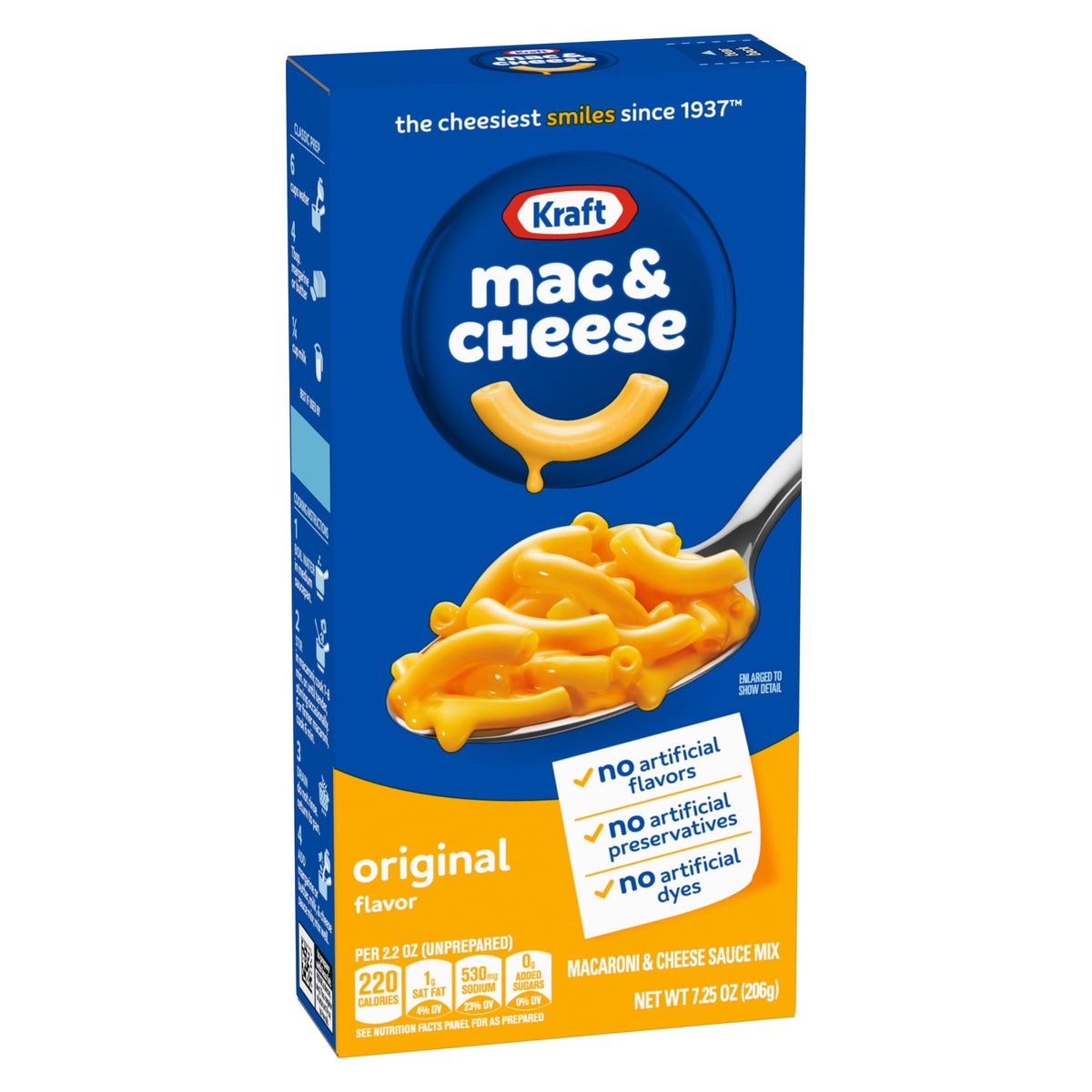 미국직구 크래프트 and Cheese, 1 Box, for Easy Dinner or Dinner Sides, Original Flavor, No Artificial Flavors, Preservatives or Dyes, 7.25 oz