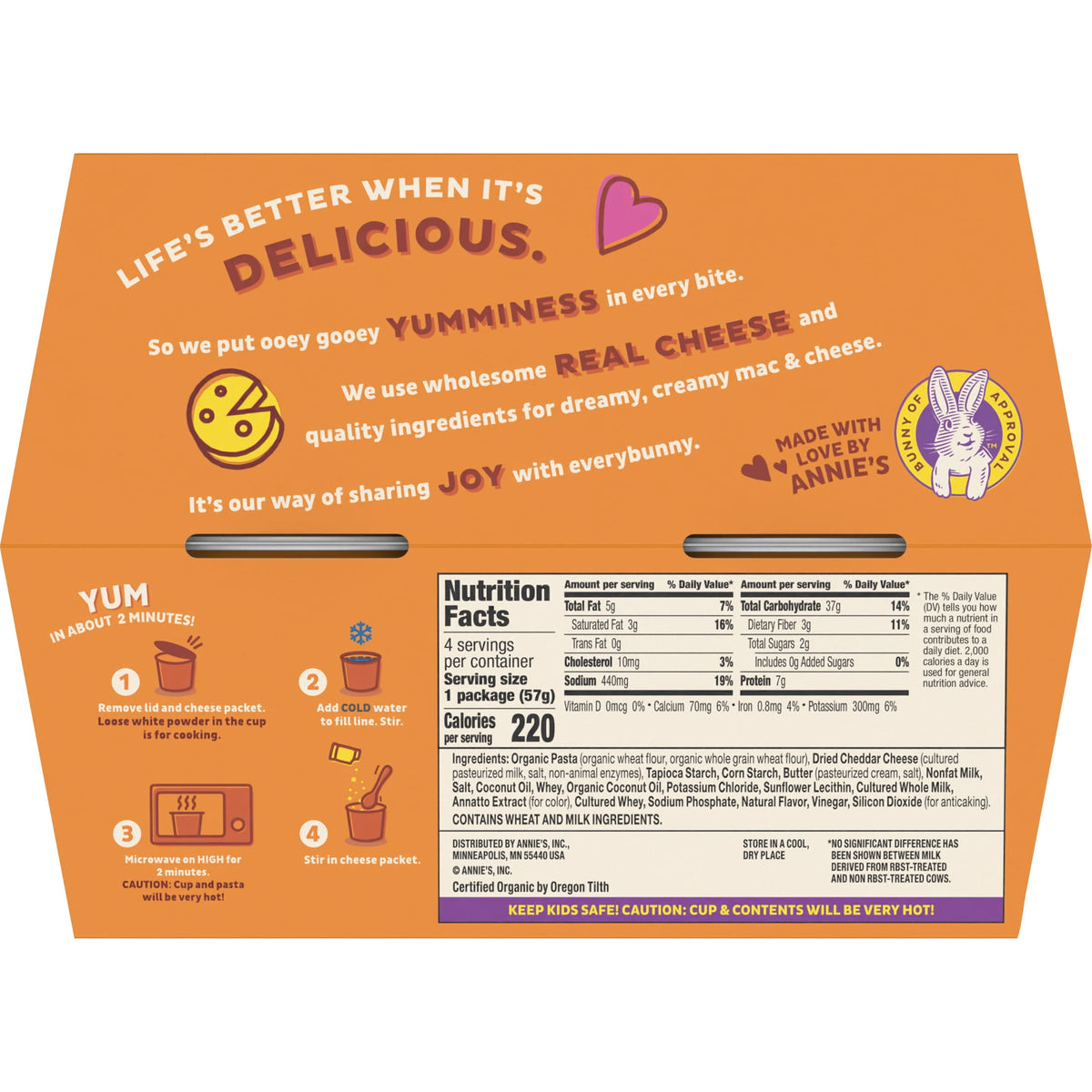 미국직구 애니스 Real Aged Cheddar Microwave Mac and Cheese with Organic Pasta, 4 Cups, 8.04 oz