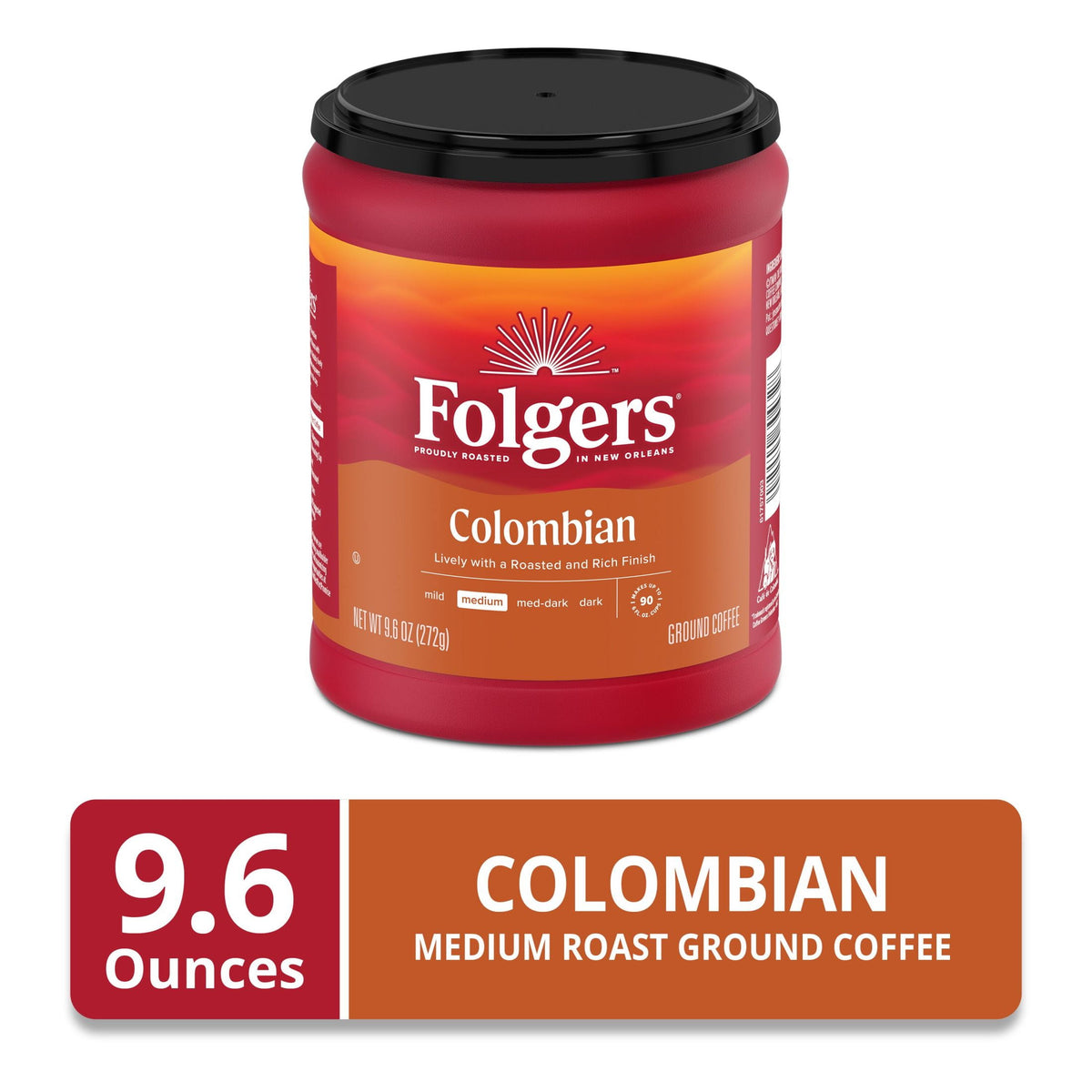 미국직구 폴저스 Colombian Ground Coffee, Medium Roast, 9.6 oz Canister 
