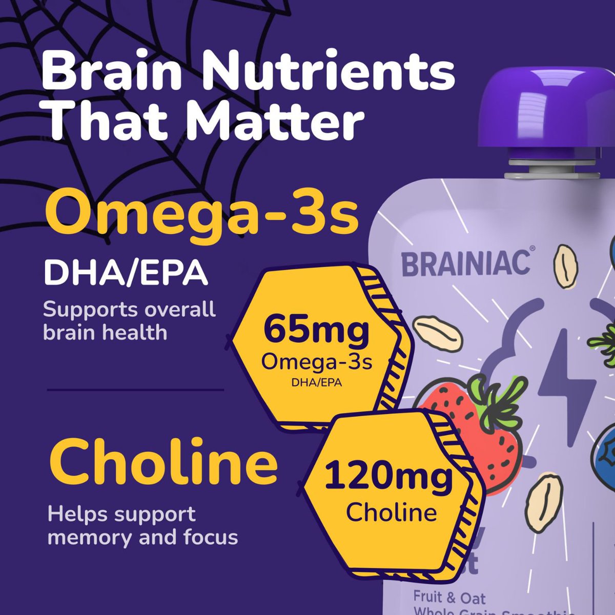 미국직구 Brainiac Halloween Fruit 91g 20팩 / Brainiac Halloween Fruit and Oat Smoothie Pouches, 5