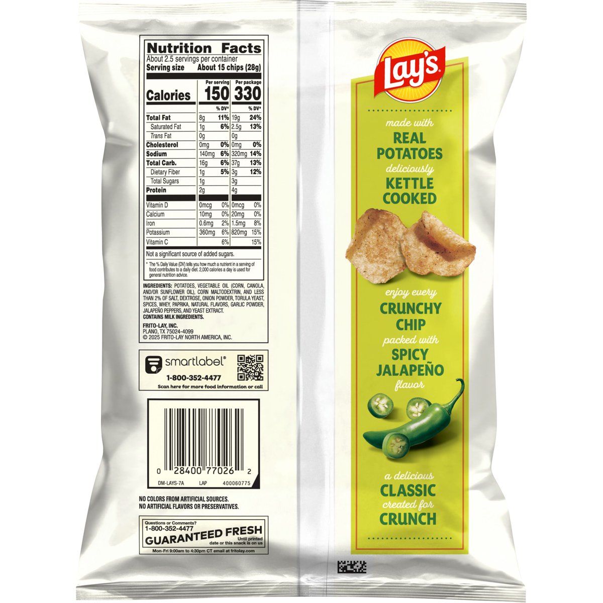 미국직구 Lays Jalapeno Kettle 64g / Lays Jalapeno Kettle Cooked Potato Chips Bag, 64g 2
